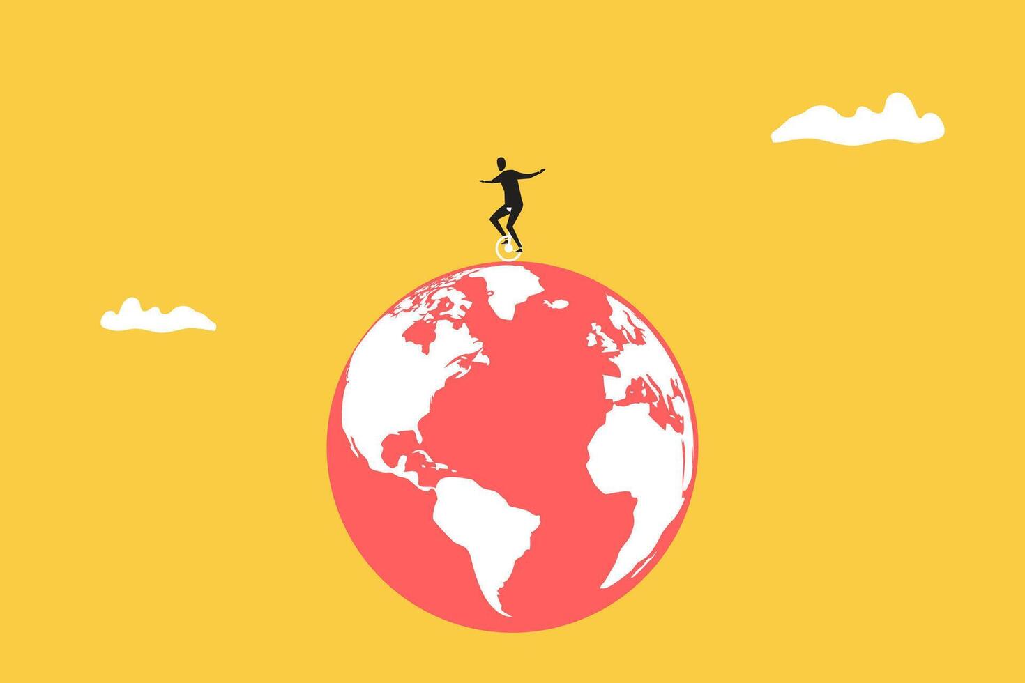Businessman trying to balance on the globe.concept of Political and business, Conflict of world leader vector
