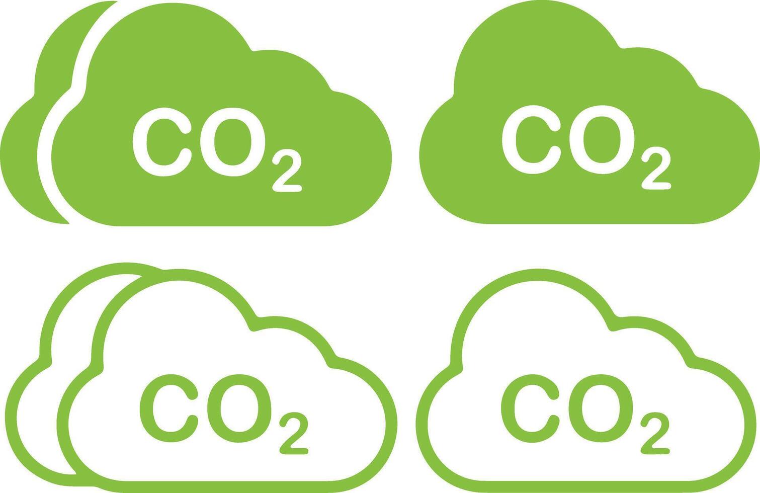 Thin line icon set of co2 carbon dioxide cloud emission pollution environmental greenhouse effect carbon footprint. Symbol collection. Pixel perfect icons, editable stroke. vector