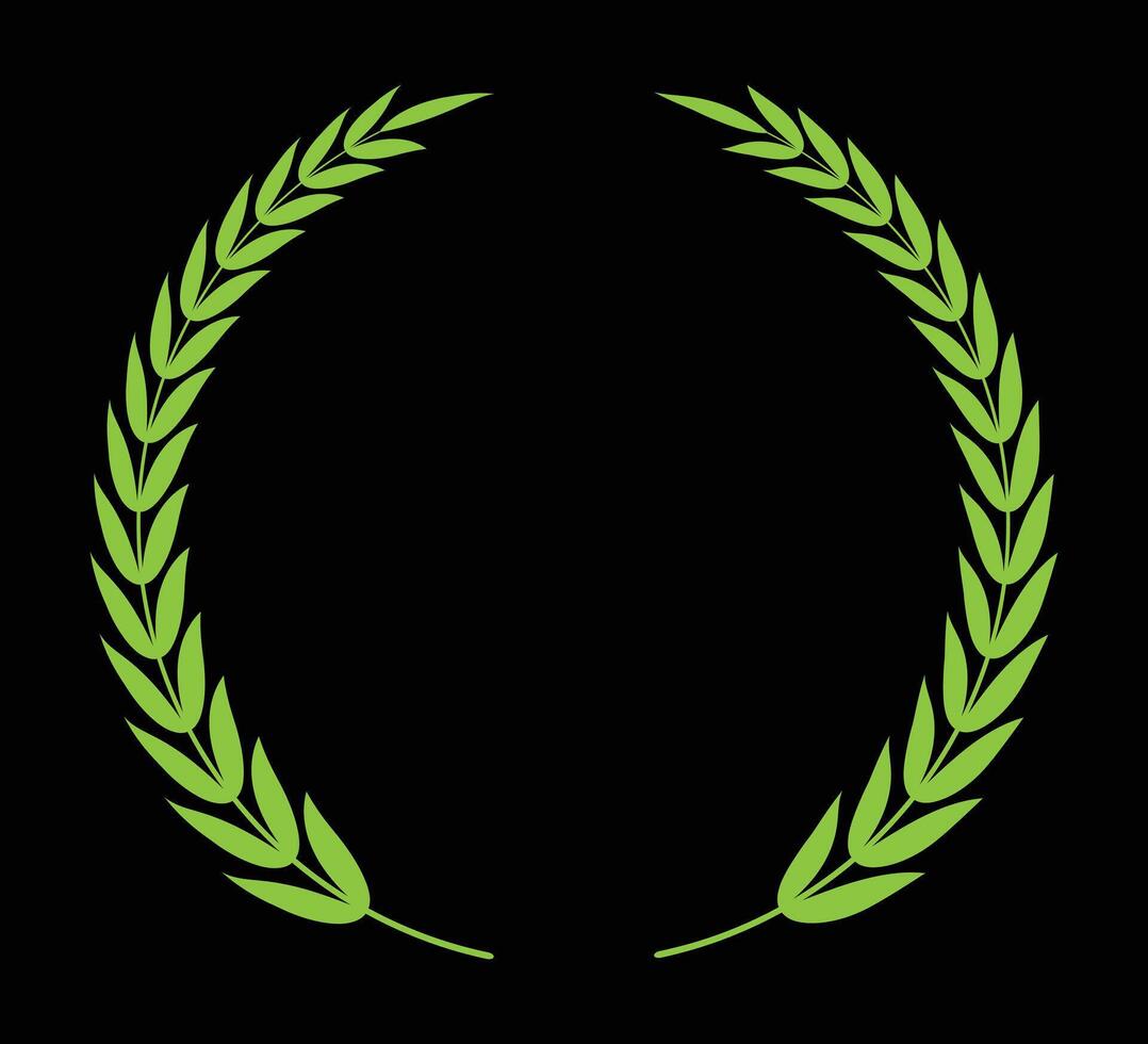 Green Laurel leaves icon on Black background vector