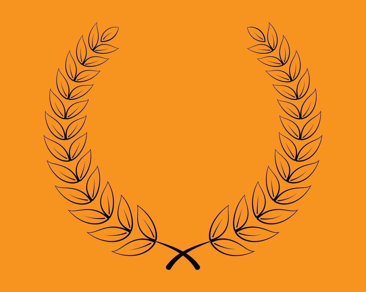 Black outline Laurel leaves icon on orange background vector