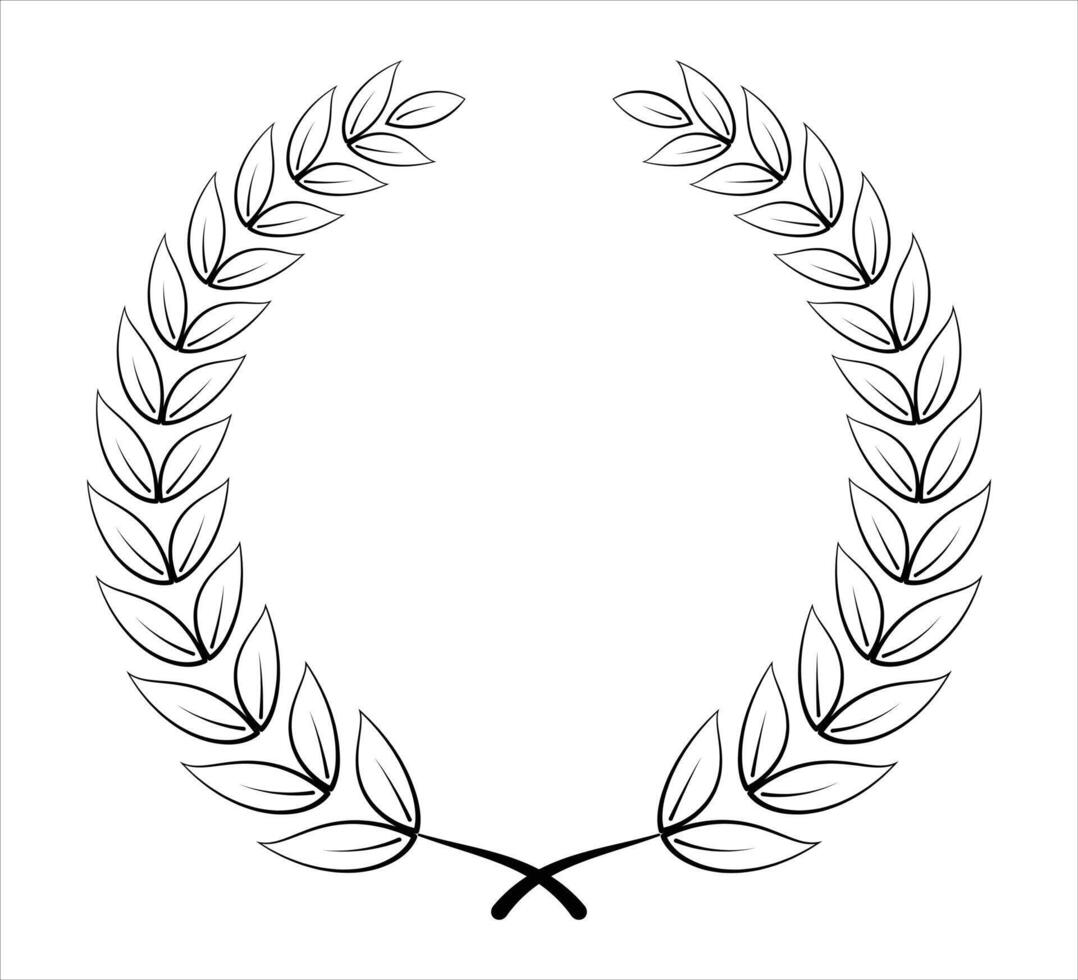 Black outline Laurel leaves icon on white background vector