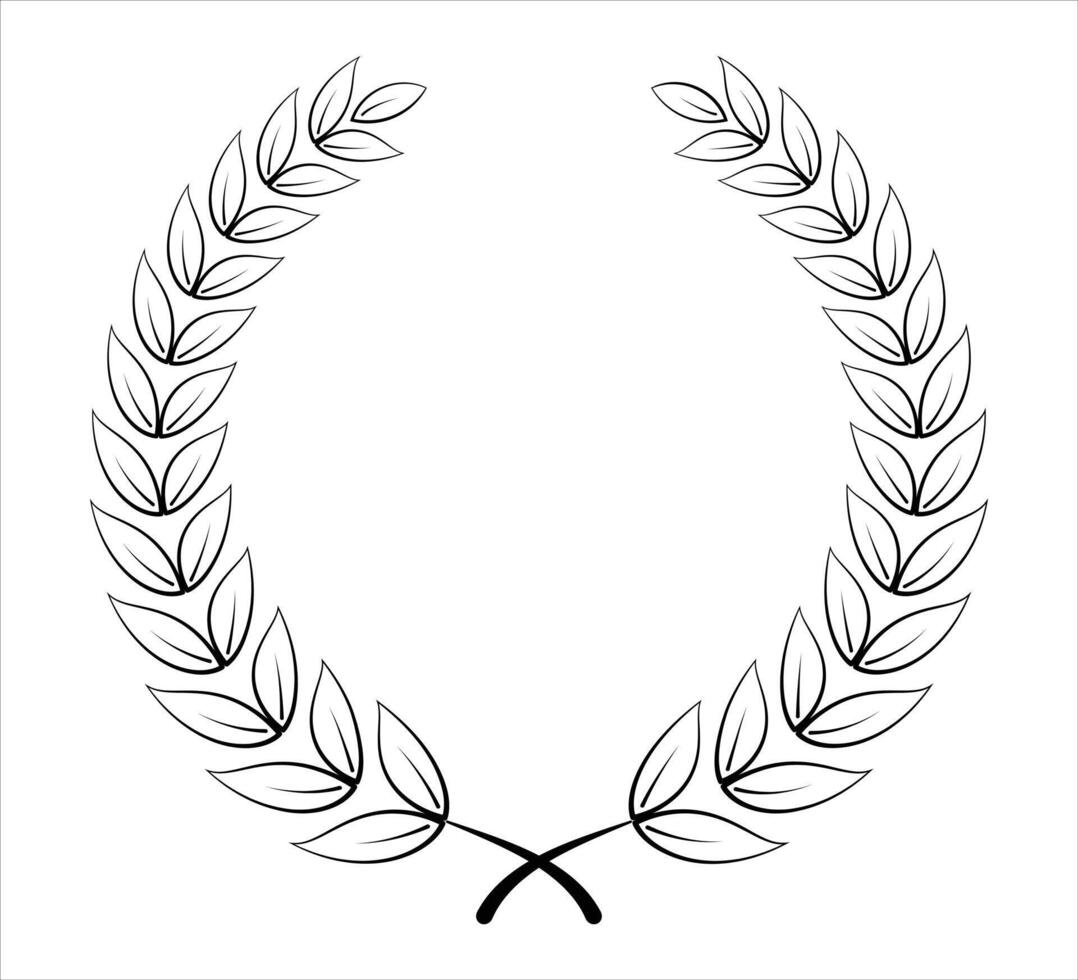 Black outline Laurel leaves logo design on Black background vector