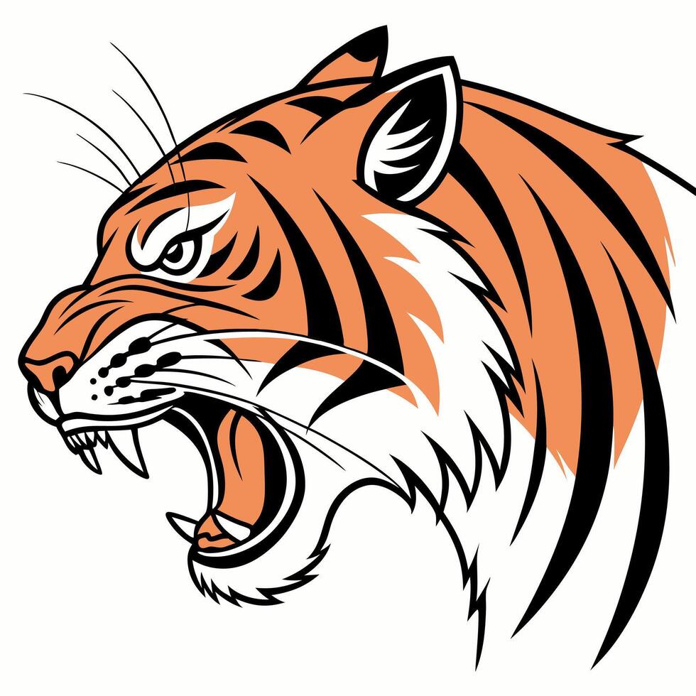 A tiger head with its mouth open vector