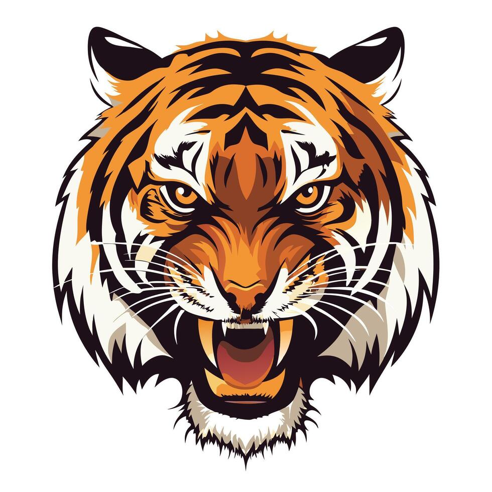 The tiger head is shown on a white background vector