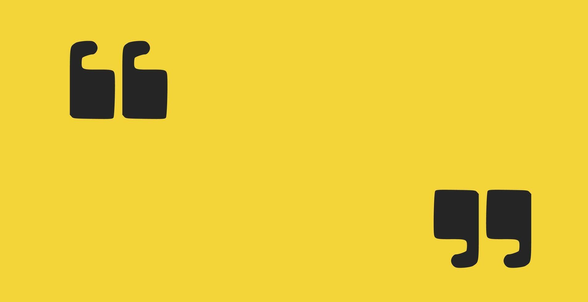 Doodle quotation mark. Hand drawn comma set for speech bubble. crayon apostrophe icon for conversation. Sketch scribble sign. Punctuation symbol on yellow background. Perfect for modern vector
