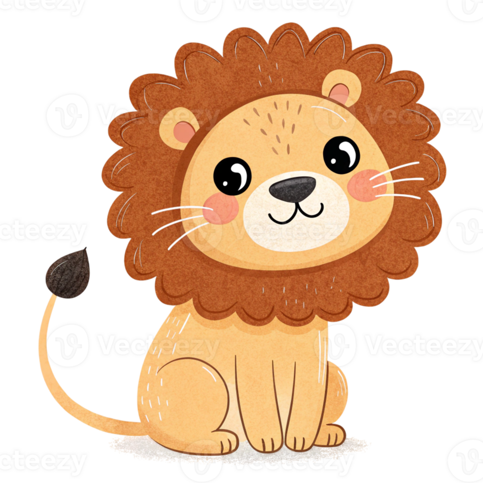 A cartoon lion sitting down clipart png