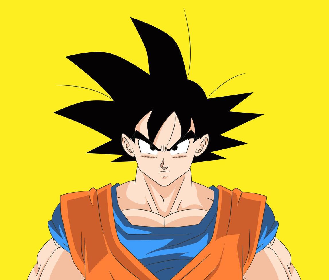 Epic Illustration of Goku in Anime Style 2D vector
