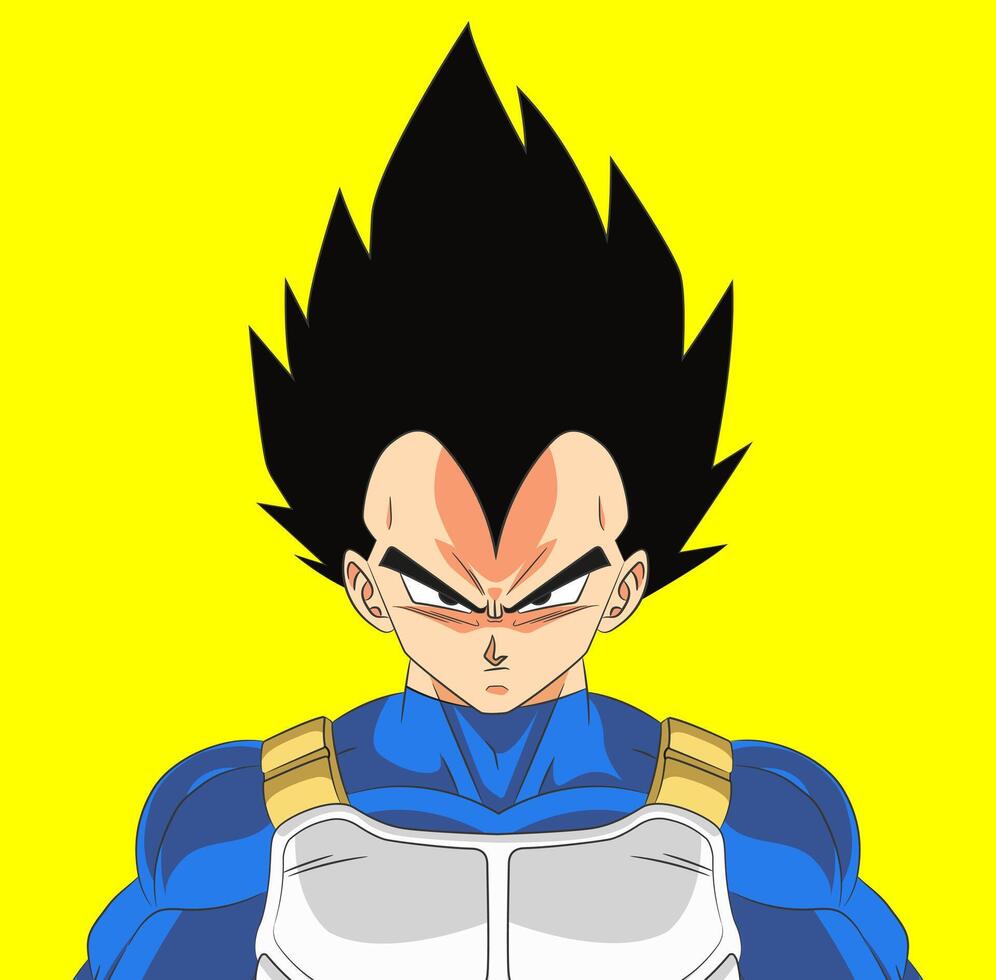 Vegeta ready to unleash power 2D character illustration vector