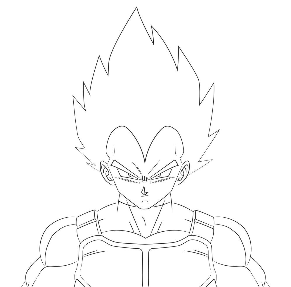 Freshly drawn Vegeta illustration ready to be painted vector