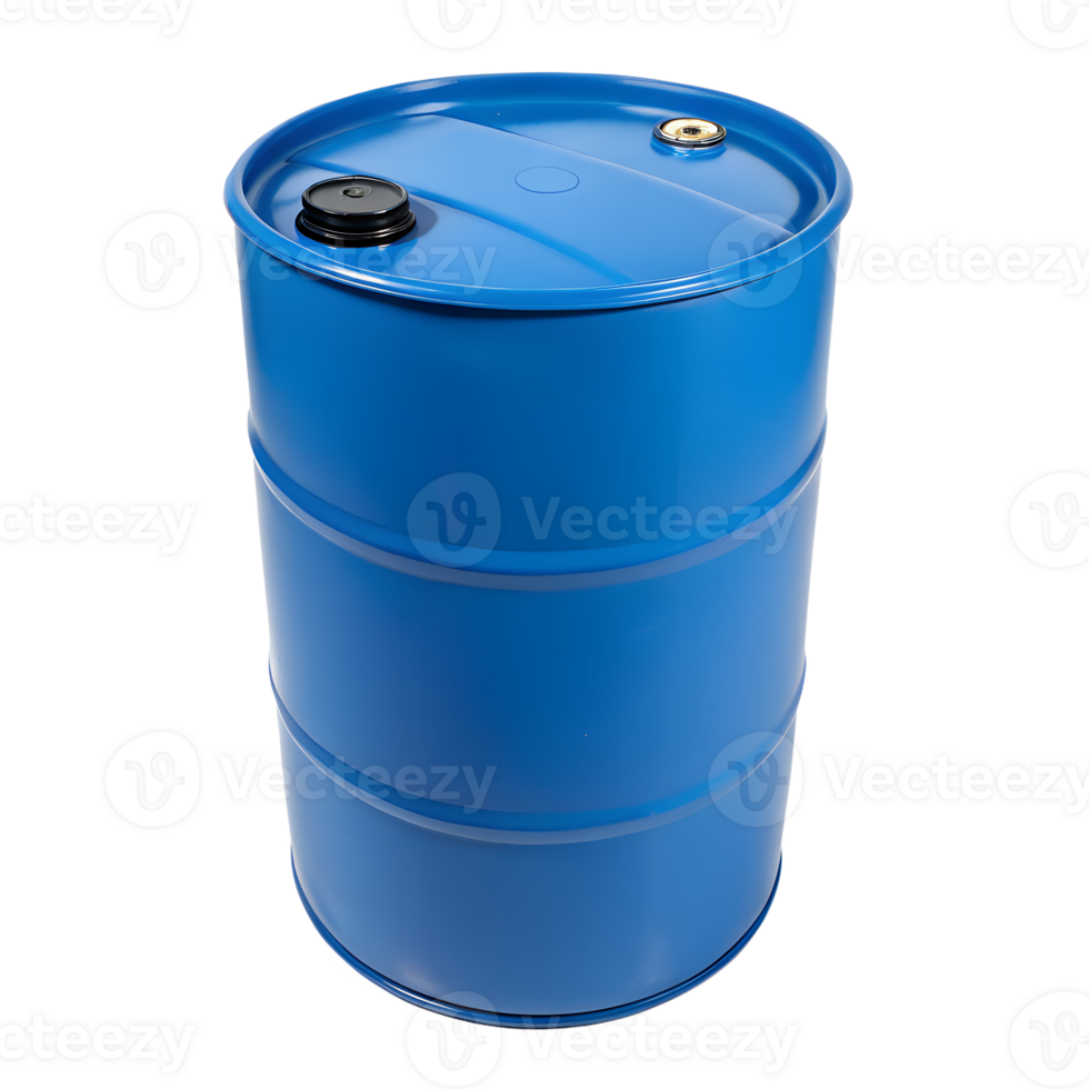 A Single Blue Metal Barrel Industrial Container for Storage and Transportation png