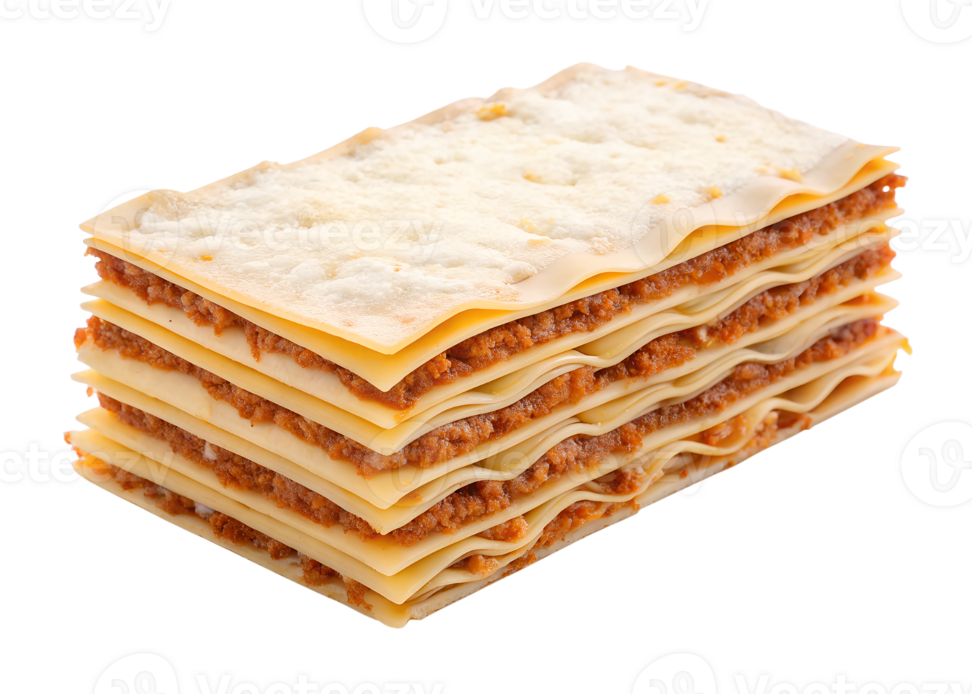 Delicious Layers of Homemade Lasagna with Rich Meat Sauce and Creamy Cheese Topping png