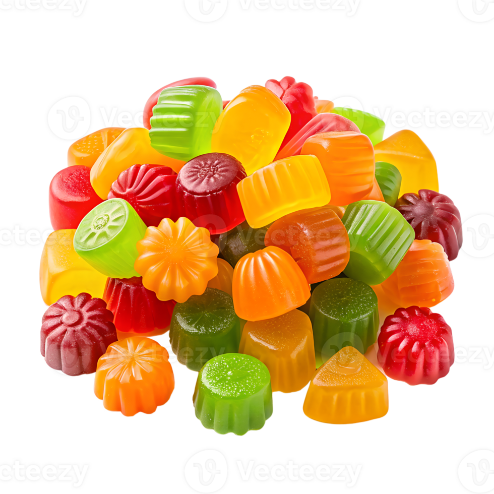 A Delicious Pile of Assorted Fruit Flavored Gummy Candies png