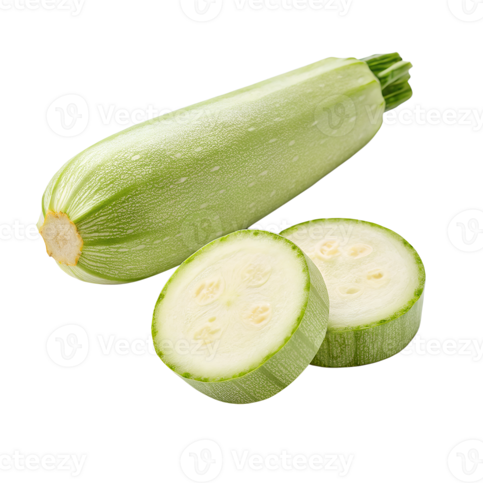 Fresh Green Zucchini Vegetable Sliced Showing its Light Green Flesh and Seeds A Healthy and Nutritious Food Choice Perfect for Cooking png
