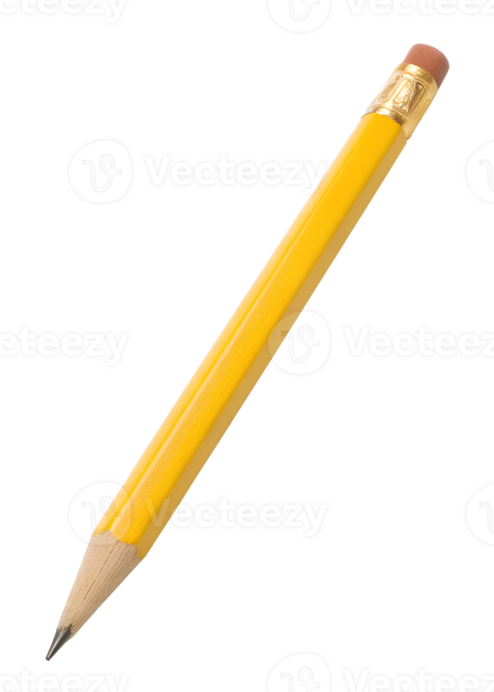 A Closeup View of a Sharpened Yellow Pencil with an Eraser png