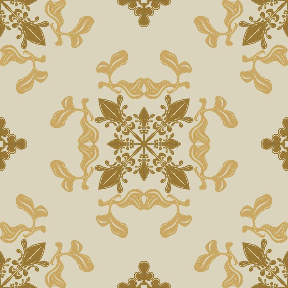 Abstract Sense of Luxury Motif Byzantine Royal Baroque Rococo Era Pattern Decoration. Greenish Brown Design Rich Expression Wealth Opulence Classy Royal Things Wallpaper Textile Tiles Floor Embroidery vector