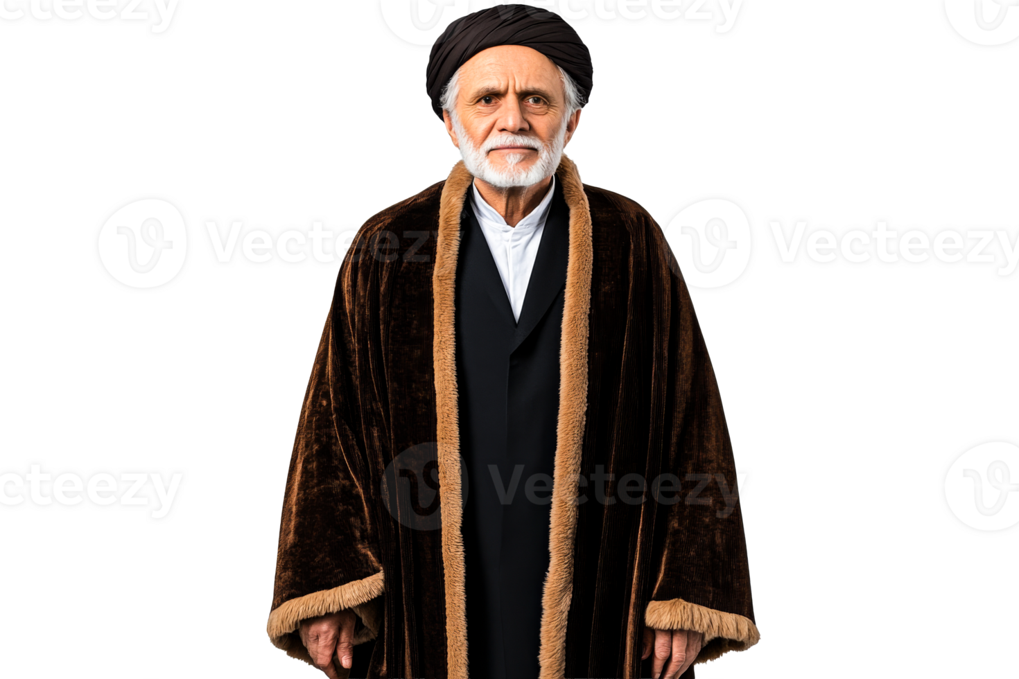 Senior Arab man posing formally, portrait, cut out transparent png