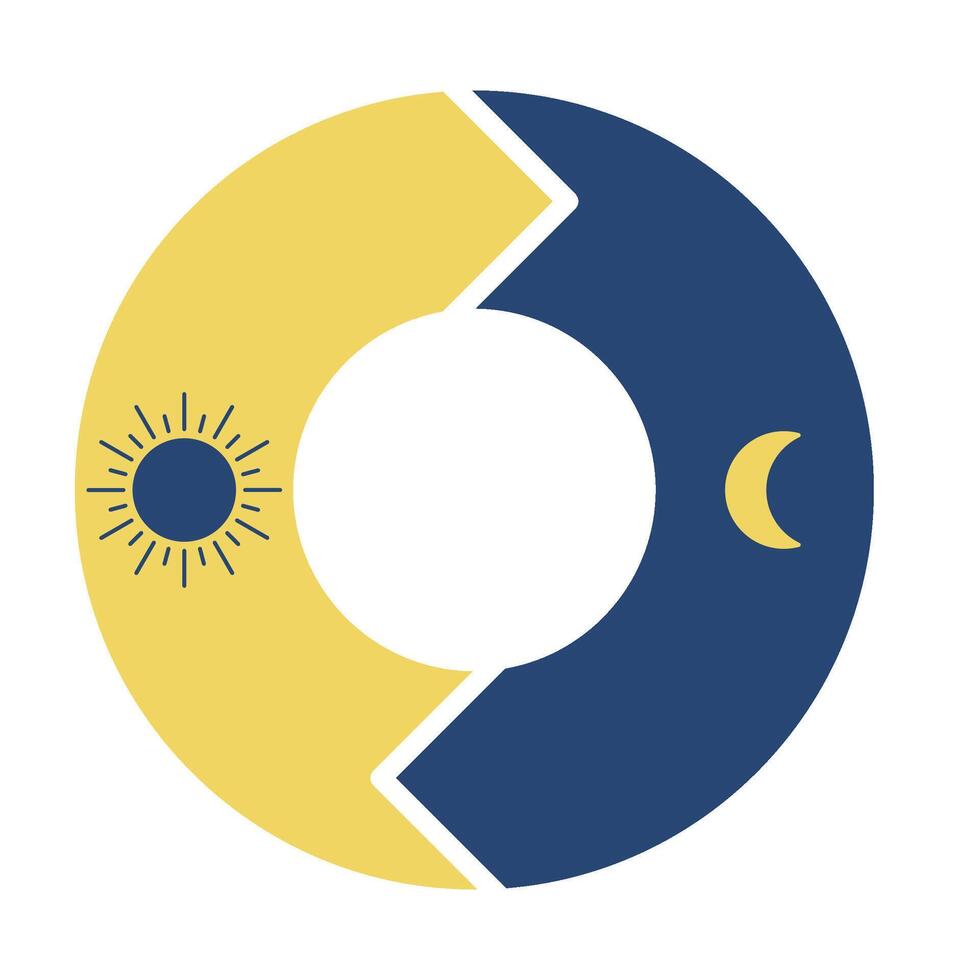Change day and night cycle, movement path sun and moon icon. 24 clock with time of day. Circle with arrow sun and moon. illustration vector