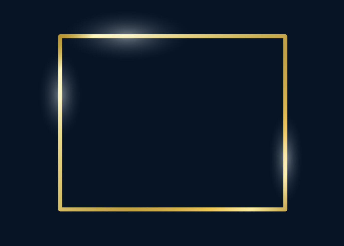 Decorative gold rectangle frame on dark blue background. Vintage rectangular shape from line. Highlight and underline text box decorative. Golden line border. illustration vector