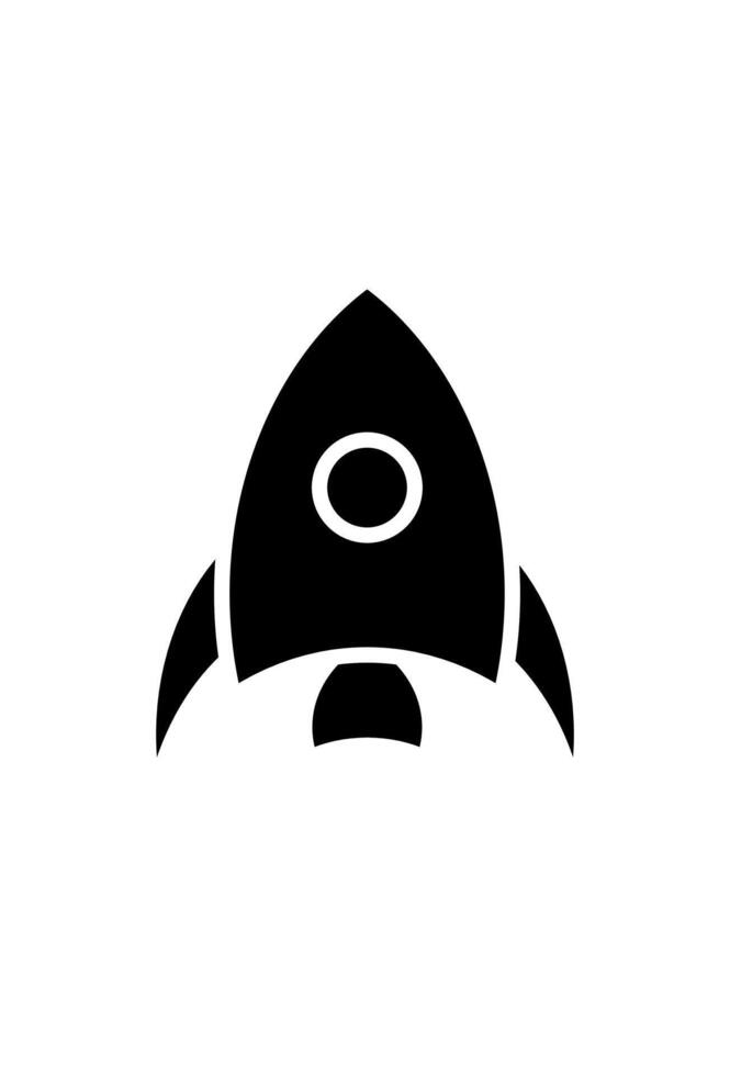 Simple black rocket icon, represents launch or progress vector