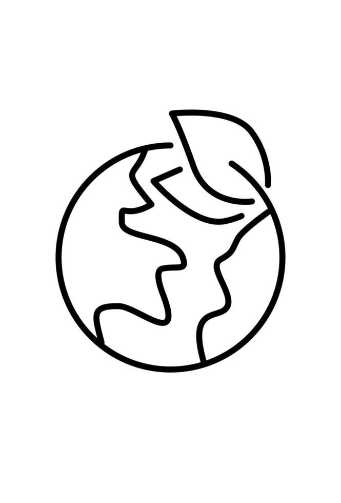 Earth with leaf signifies environmental protection. Global nature icon. planet and green leaf vector