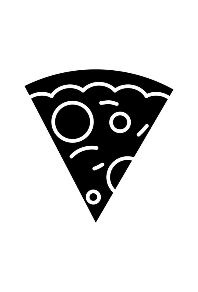 Black pizza slice icon. Stylized pizza wedge graphic. Simple pizza slice illustration vector