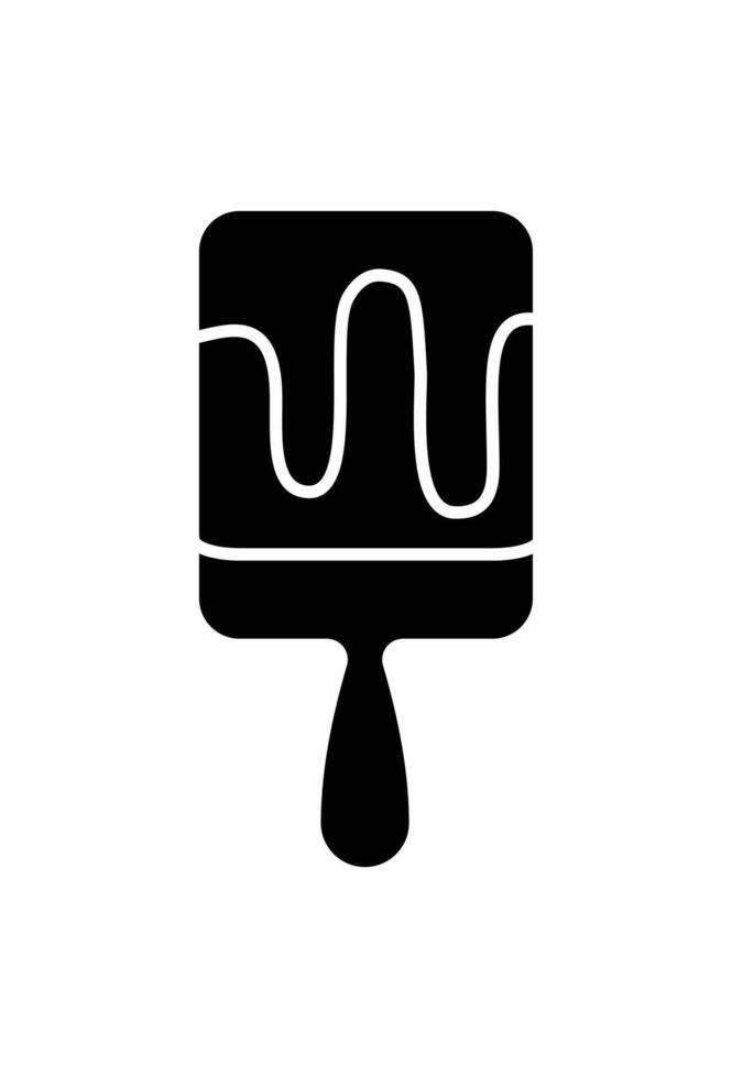 Black silhouette of a dripping paintbrush icon. Stylized paintbrush with paint dripping down vector