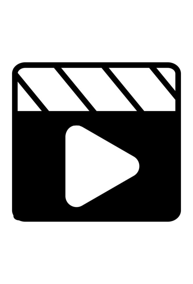 A film clapperboard and play button. playback symbol vector