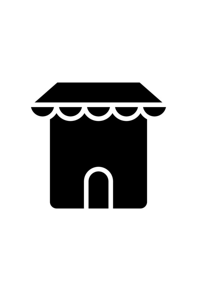 Simple shop icon. Black store symbol with awning vector