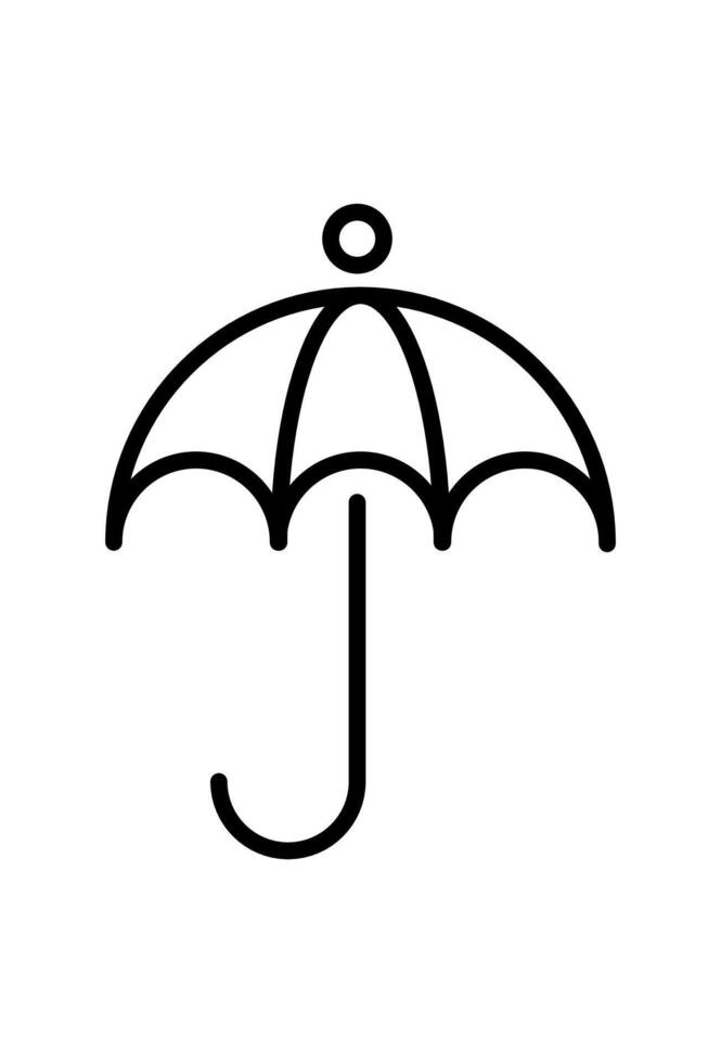 Simple outline drawing of an open umbrella. Stylized icon depicting a protective rain umbrella vector