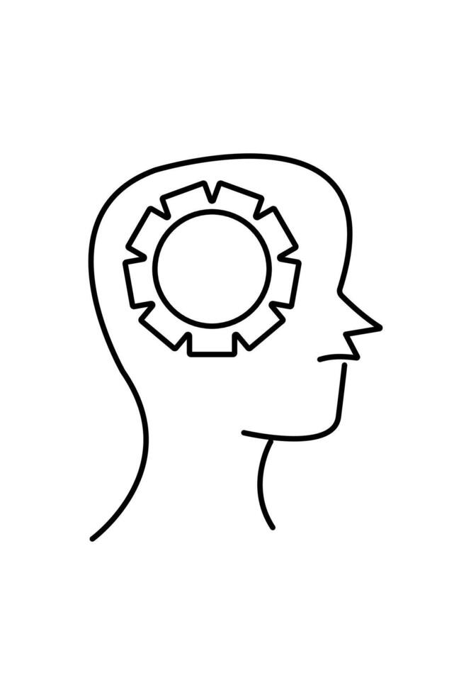 Mind at work icon. Thinking process symbol. Brain gear concept vector