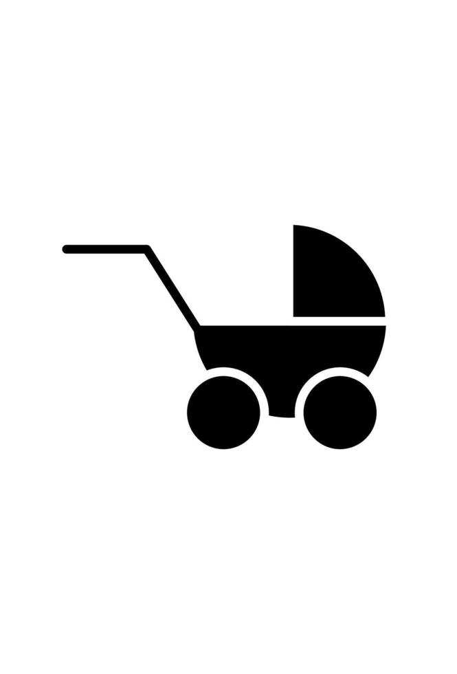 A simple black baby stroller icon. Minimalist pictogram of a baby carriage vector