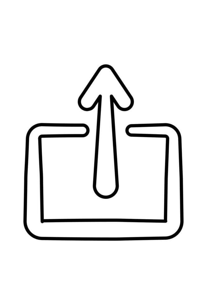 an arrow pointing up from a box. Upload symbol. an upward-pointing arrow originating from a container vector