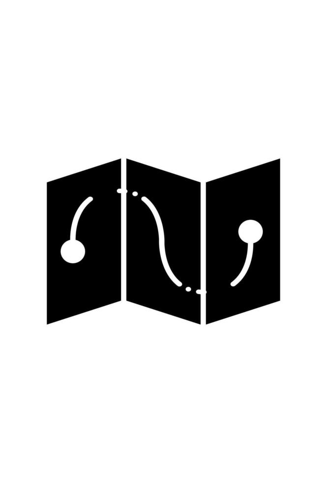 Folded map with navigation route. Travel planning, route, and destination icon vector
