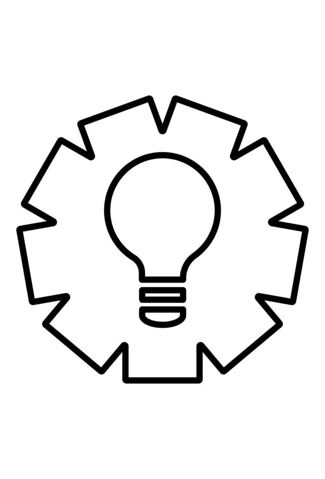 Gear and lightbulb icon. settings and ideas combined.Innovation symbol. cogwheel surrounding a bright idea vector