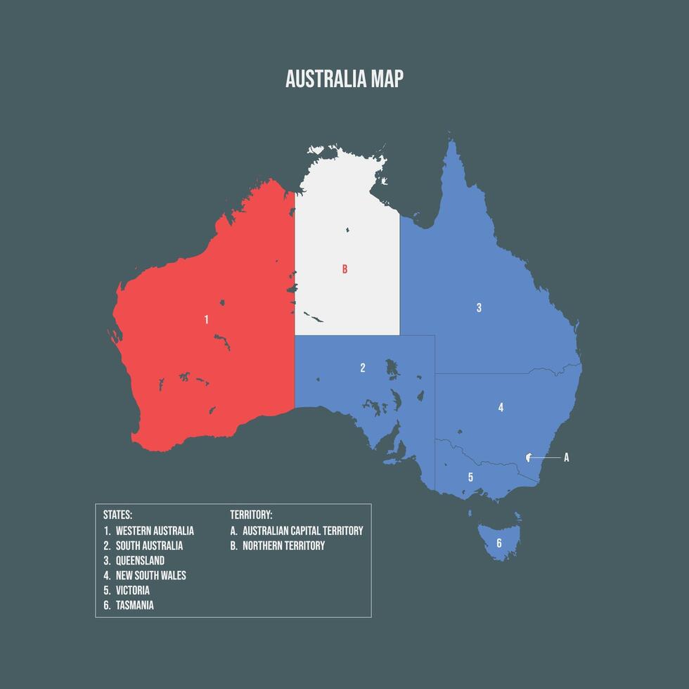 Australia map with the states and territories vector