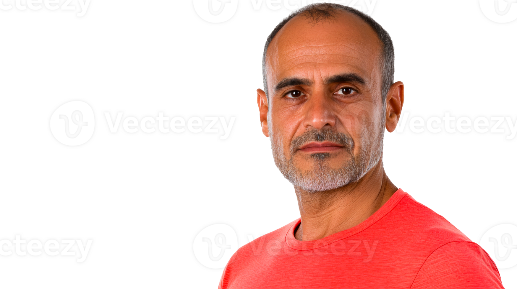Serious mature man portrait, neutral expression, headshot, cut out transparent png
