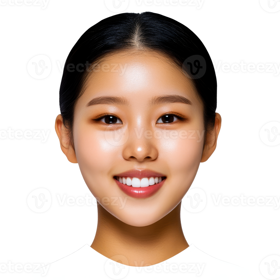 Asian woman portrait looking at camera, cutout transparent png