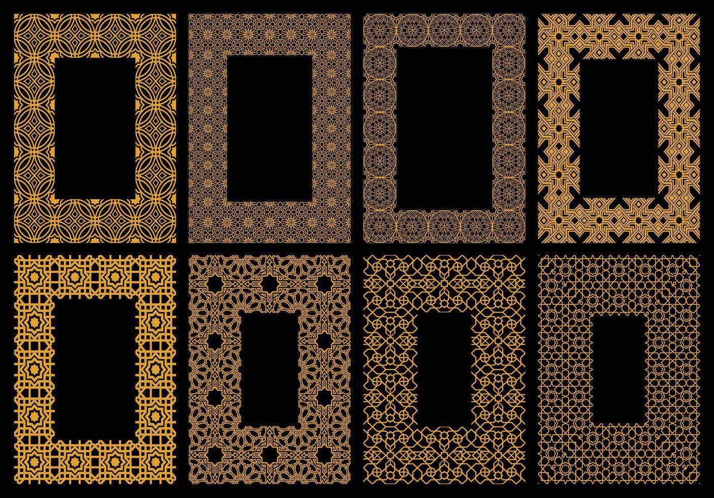 Traditional Motif of Bahrain Pattern Frame Set vector