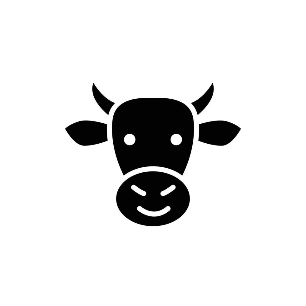 A simple black and white graphic of a smiling cow's face. Perfect for farm related designs. vector