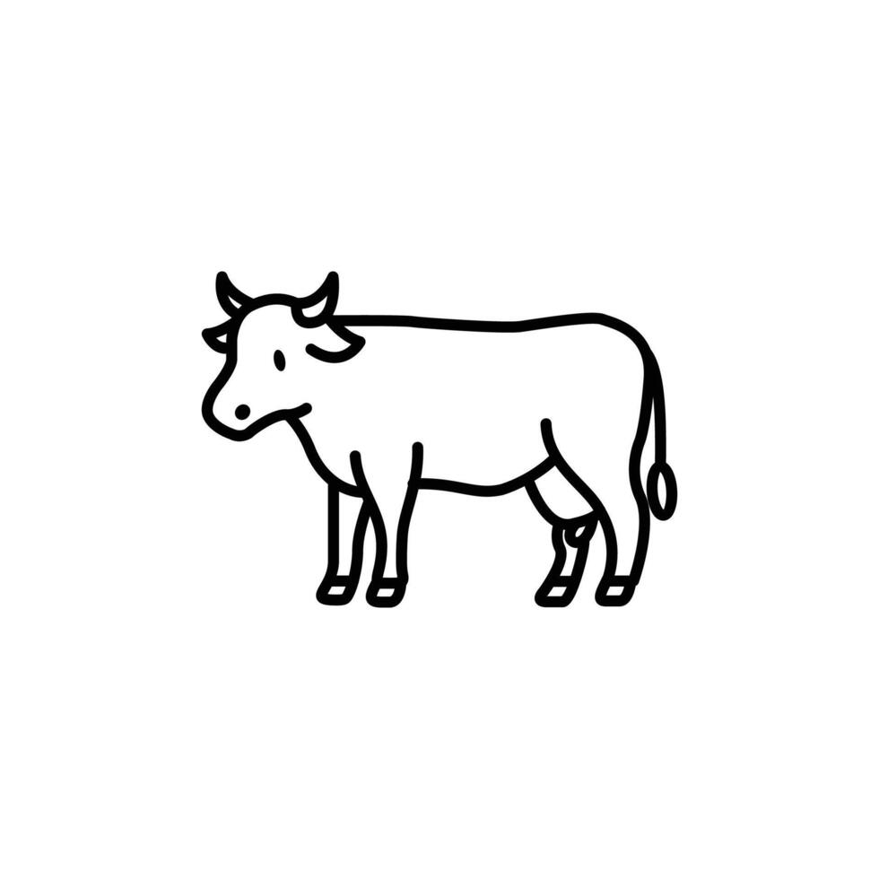 Simple line art illustration of a cow. Perfect for farm related designs. vector