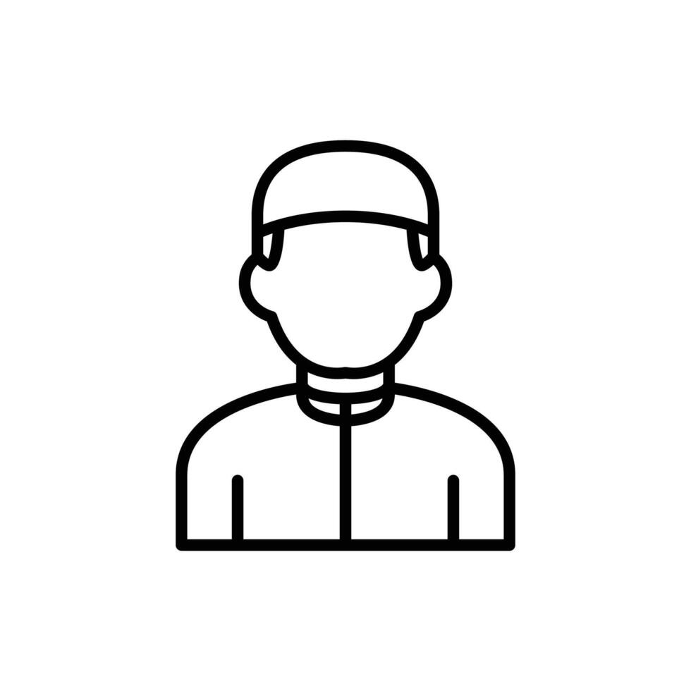 A simple line art icon depicting a person wearing a cap. Suitable for websites and applications. vector