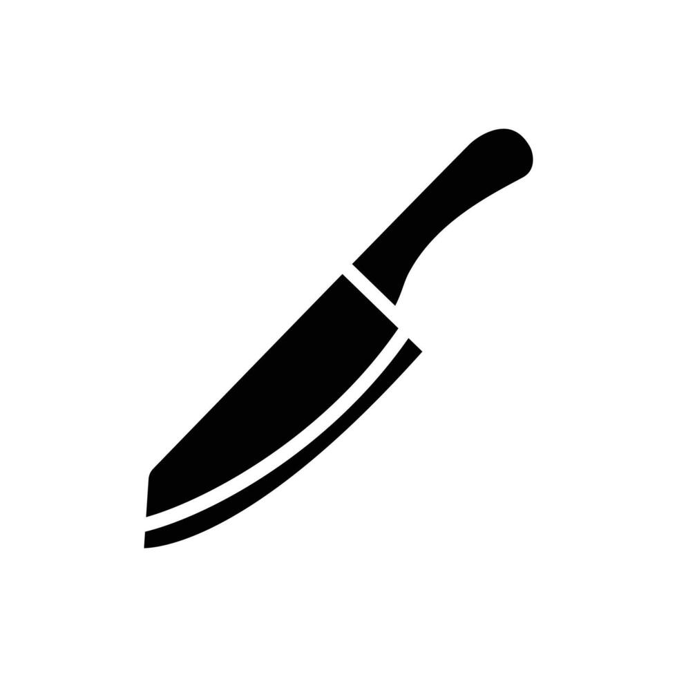 Simple black and white graphic design of a sharp kitchen knife. Perfect for culinary icons. vector