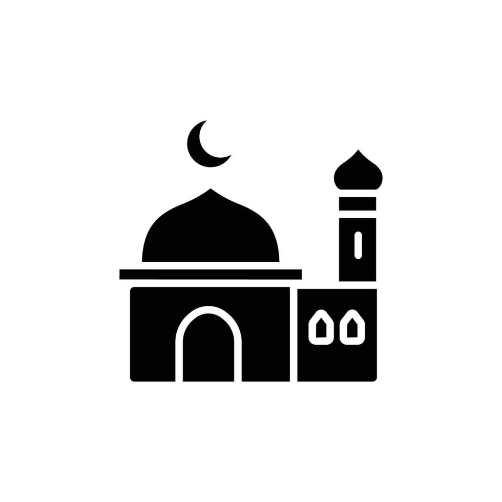 Simple black and white illustration of a mosque. vector