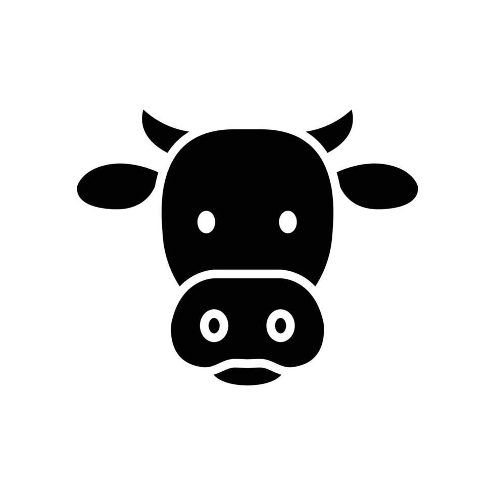 A simple black silhouette of a cow's head. Ideal for logos or farm-related designs. vector