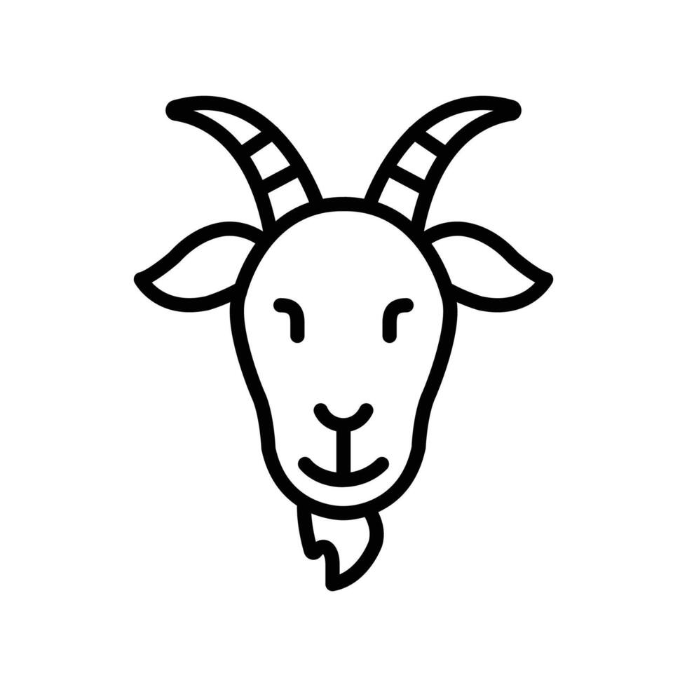 A simple line art illustration of a cute goat's head. Perfect for logos, icons, or any design project. vector