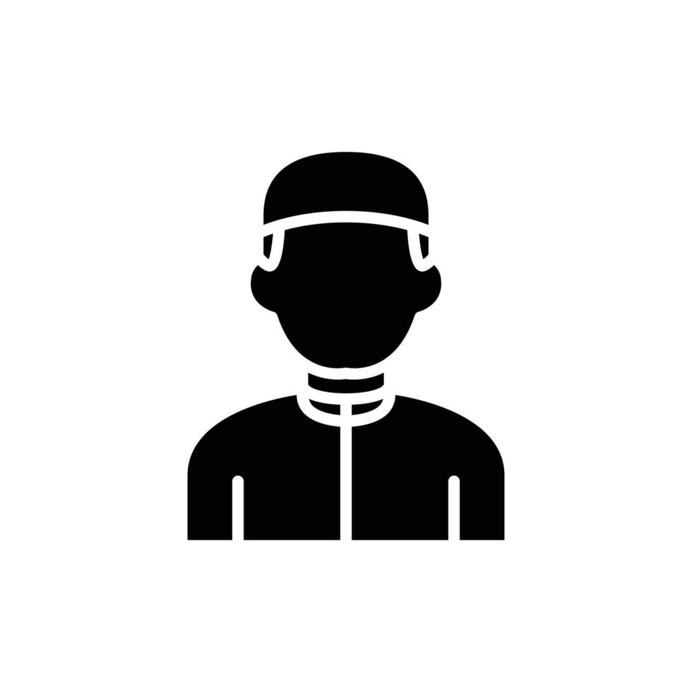 A simple black and white icon of a person's head and shoulders. vector
