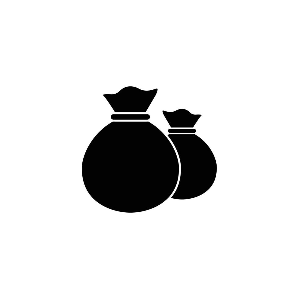 Simple black icon of two money bags. Represents financial concepts. vector