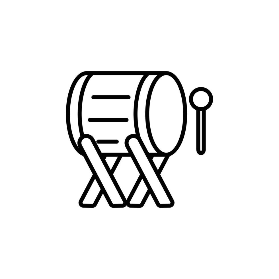 Line art illustration of a bedug drum, a traditional percussion instrument used during Ramadan. vector