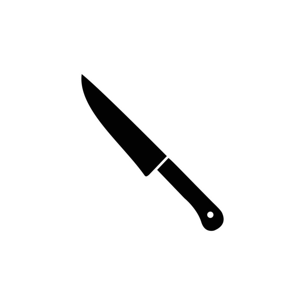 A simple black knife icon against a white background. This graphic is minimalist and ideal for culinary design. vector