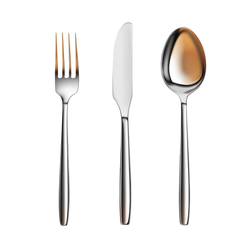 Luxury Black and Gold Flatware Collection for Fine Dining Presentation on Transparent Background png